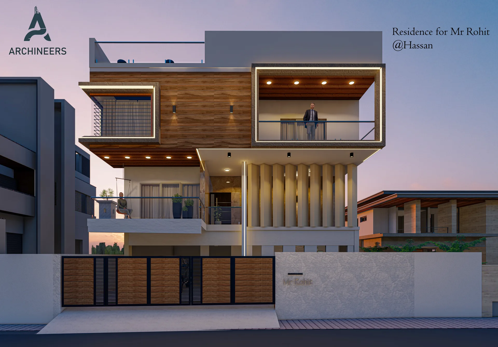 ARCHINEERS Rohith Residence elevation in Hassan
