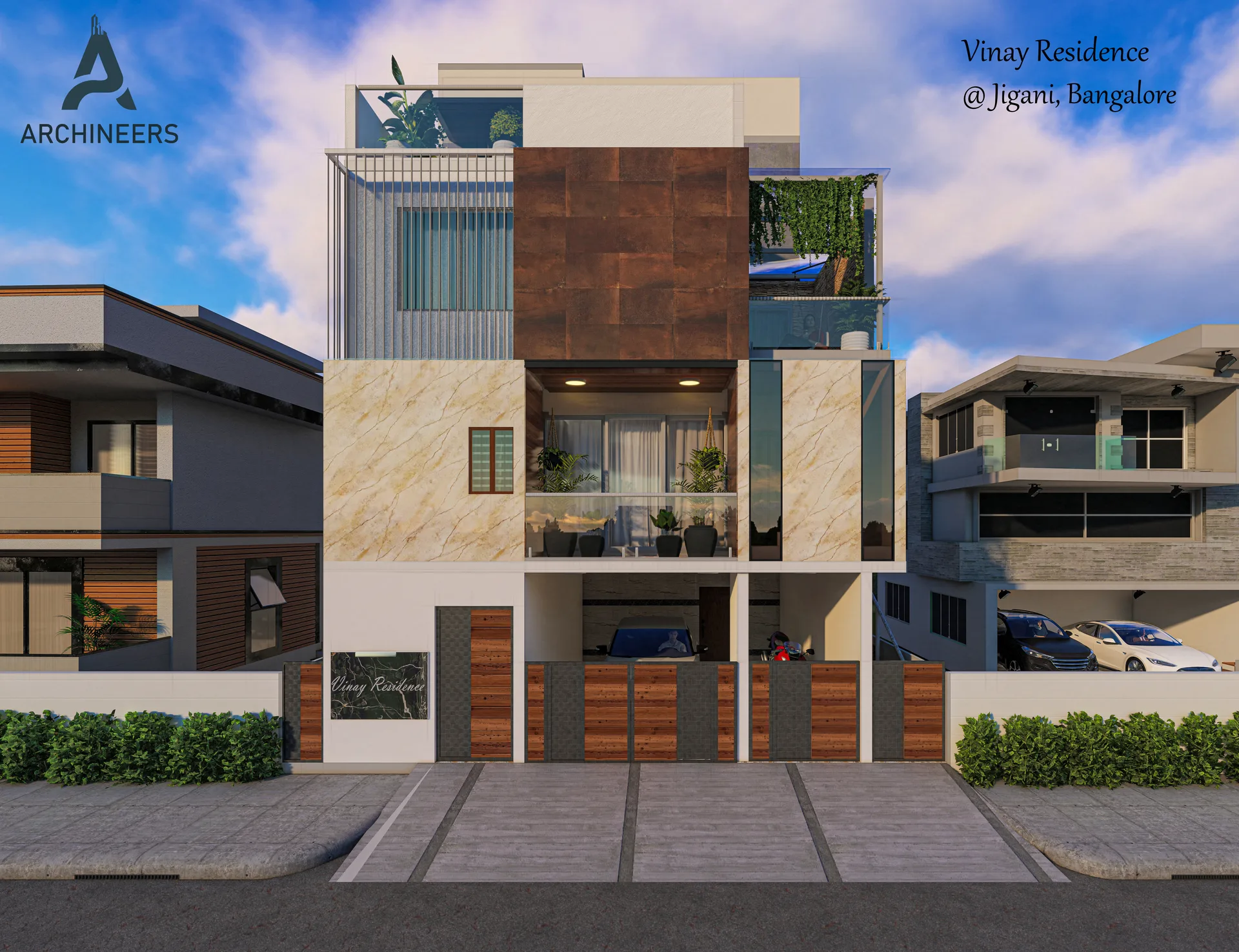 ARCHINEERS Vinay Residence elevation in Jigani, Bangalore